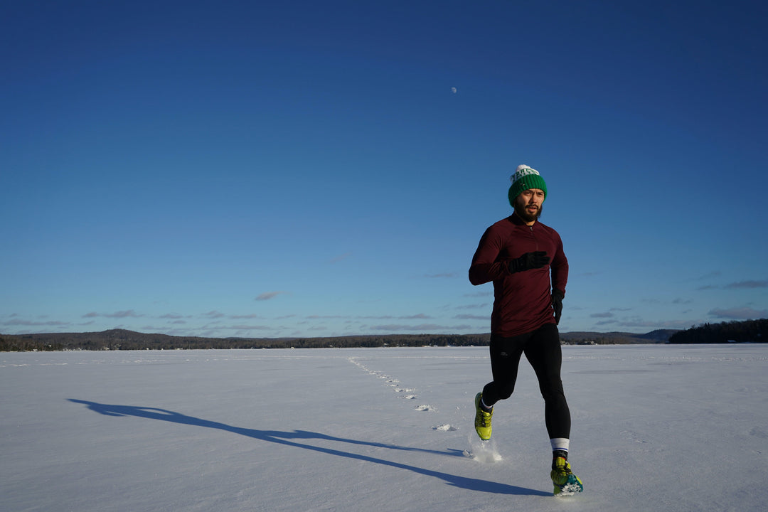 man running in winter