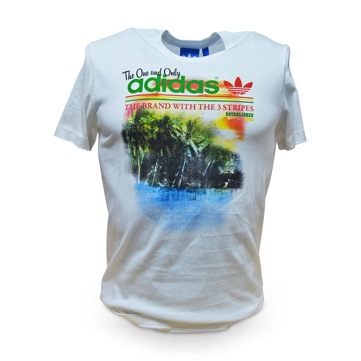 Adidas T shirt M G Fade Tee Palm Tree Summer Beach