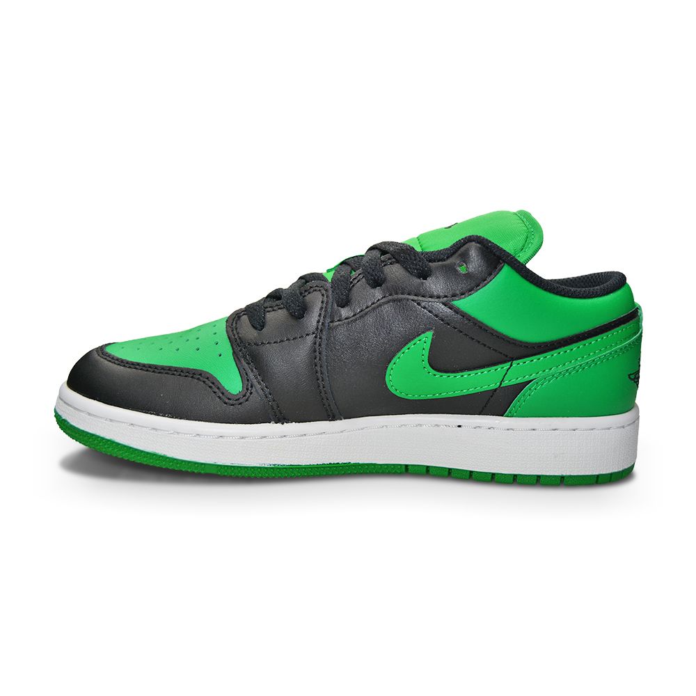 Juniors Nike Air Jordan 1 Low (GS) - 553560 065 - Black Black Lucky Green White