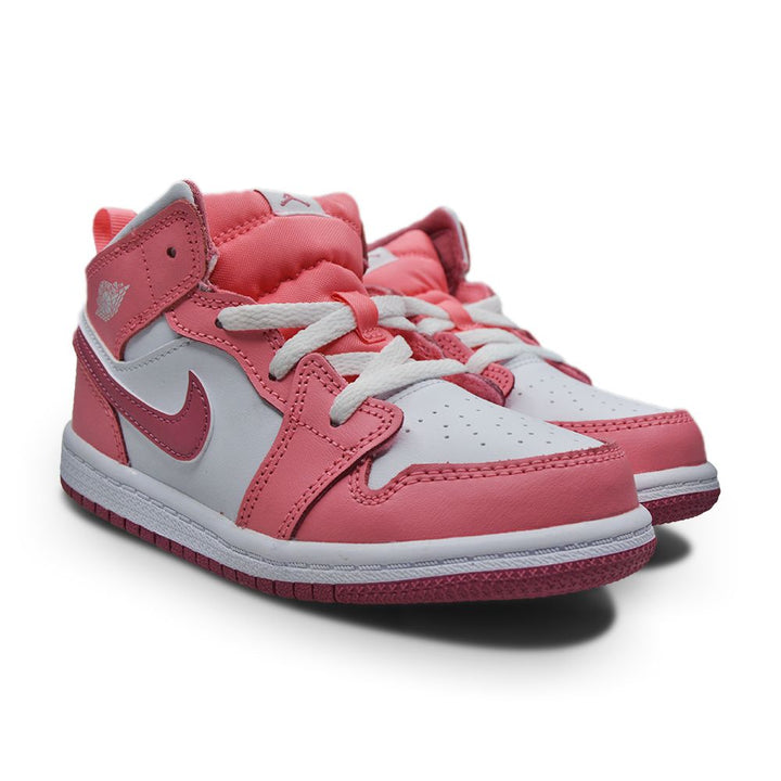 Kids Nike Jordan 1 Mid (PS) - DQ8424 616 - Coral Chalk Desert Berry White