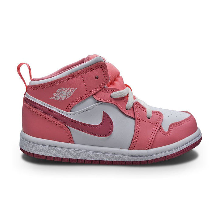 Kids Nike Jordan 1 Mid (PS) - DQ8424 616 - Coral Chalk Desert Berry White