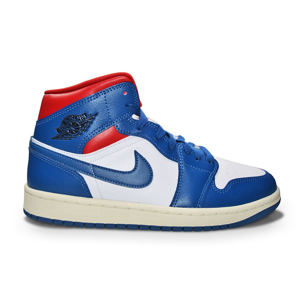 Womens Nike Air Jordan 1 Mid - BQ6472 146 - White French Blue Gym Red Sail