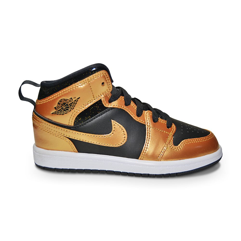 Juniors Nike Air Jordan 1 Mid SE - DR6967 071 - Black Metallic Gold White