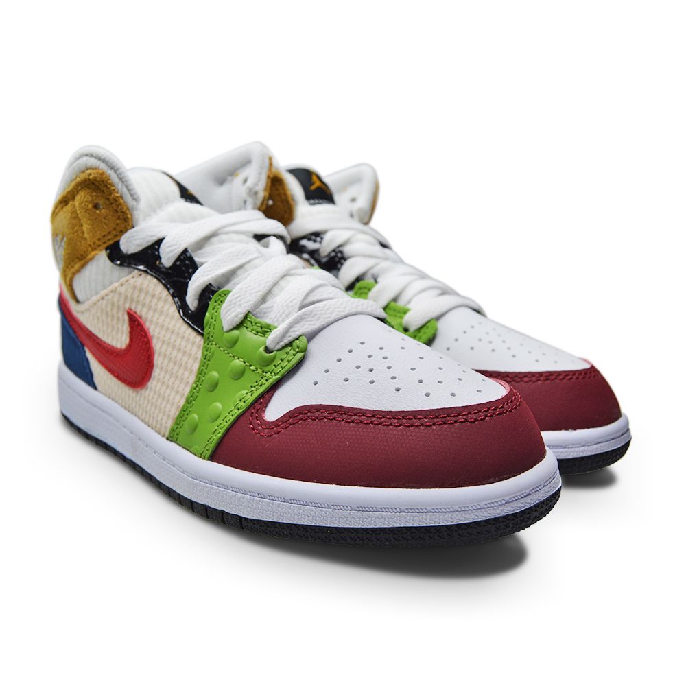 Kids Nike Air Jordan 1 Mid SE (PS) - DR6958 100 - White Gym Red Black