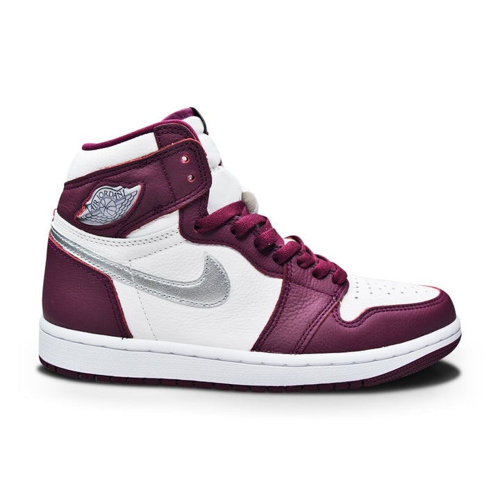 Mens Nike Air Jordan 1 Retro  High OG - 555088 611 - Bordeaux Metallic Silver White