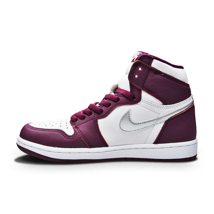 Mens Nike Air Jordan 1 Retro  High OG - 555088 611 - Bordeaux Metallic Silver White