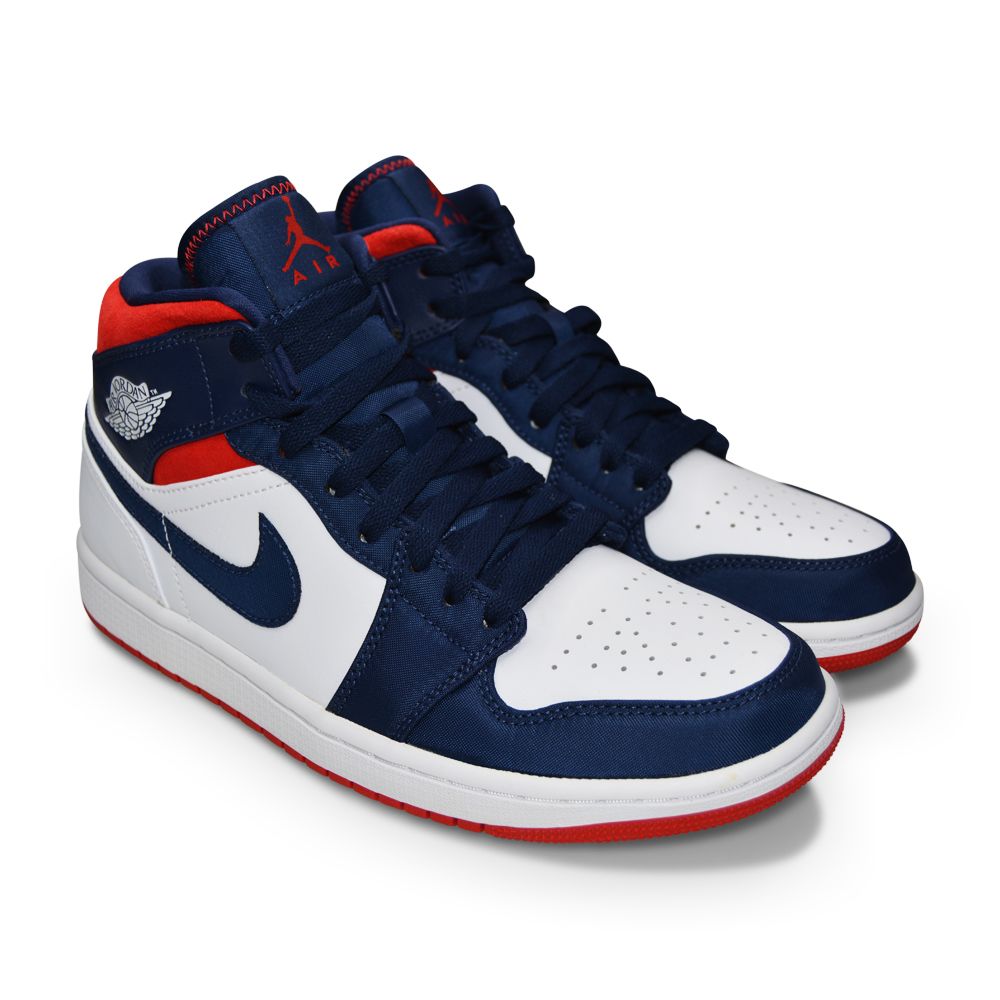 Juniors Nike Air Jordan 1 Mid (GS) "USA Olympic"  - BQ6931 104 - White University Red