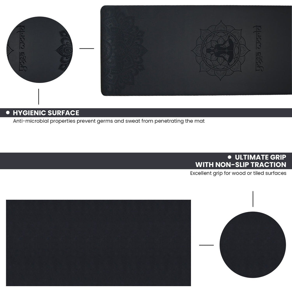 Mandala Black Bundle - Yoga World UK - Black Bundle | Yoga World Mandala Pu Yoga Mat Bundle | Mat Bundle | Yoga Bundle