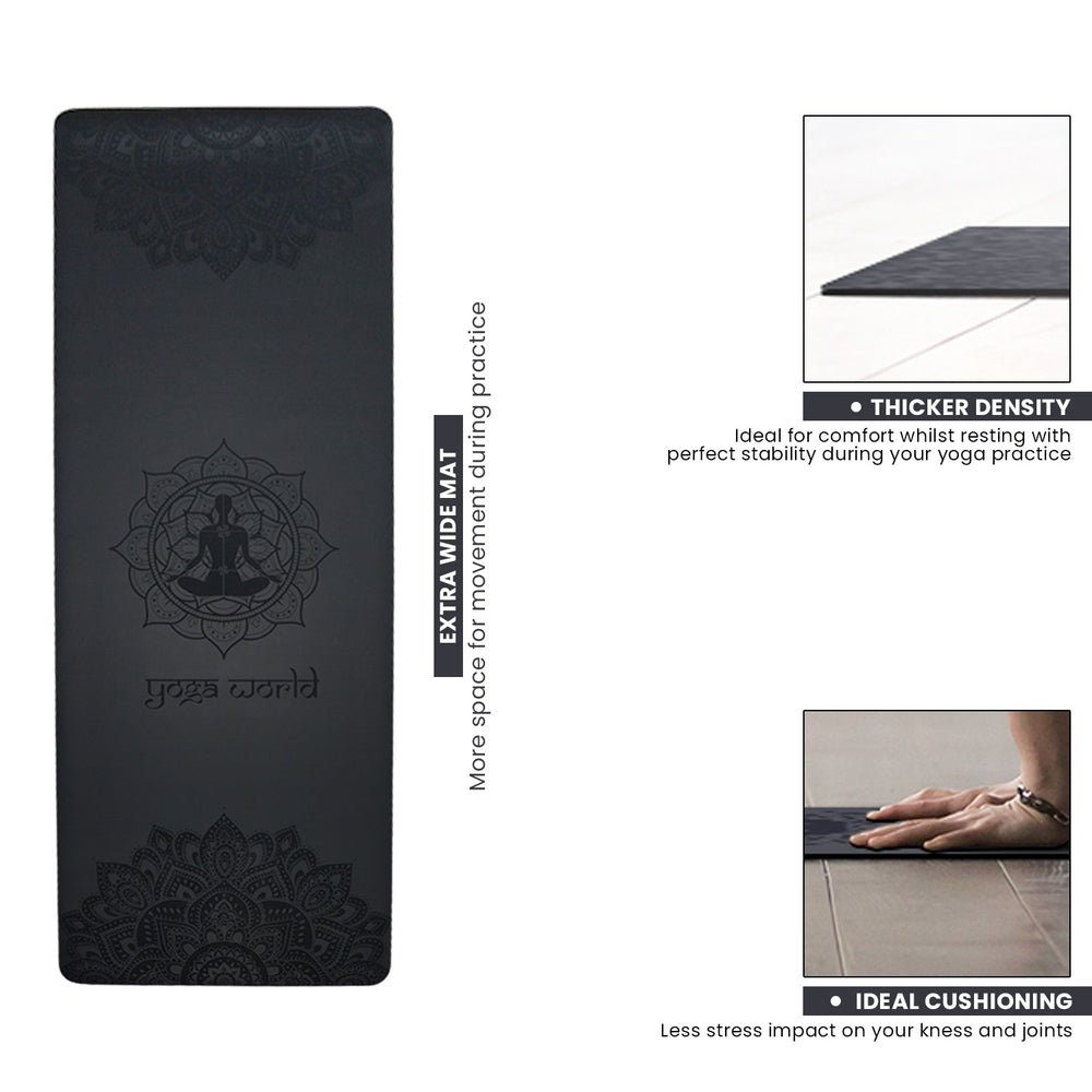 Mandala Black Bundle - Yoga World UK - Black Bundle | Yoga World Mandala Pu Yoga Mat Bundle | Mat Bundle | Yoga Bundle