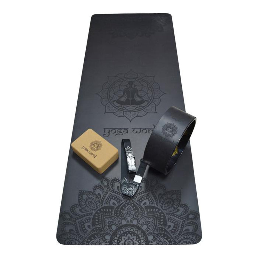 Mandala Black Bundle - Yoga World UK - Black Bundle | Yoga World Mandala Pu Yoga Mat Bundle | Mat Bundle | Yoga Bundle