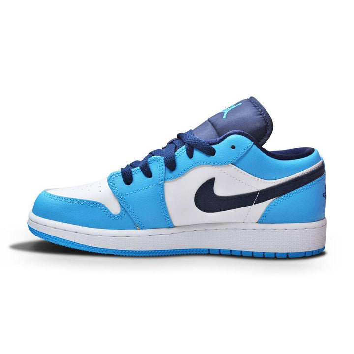 Juniors Nike Air Jordan 1 Low (GS) - 553560 144- White DK Powder Blue Obsidian-Footwear Kids, Jordan *Rare*, Jordan 1, Junior Footwear, Nike Junior Footwear-Foot World UK