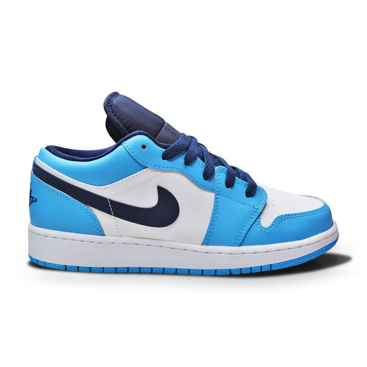 Juniors Nike Air Jordan 1 Low (GS) - 553560 144- White DK Powder Blue Obsidian-Footwear Kids, Jordan *Rare*, Jordan 1, Junior Footwear, Nike Junior Footwear-Foot World UK