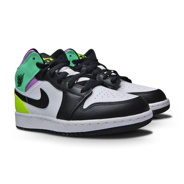 Juniors Nike Air Jordan 1 Mid (GS) "Pastel" - 554725 175 - White Black Volt Glo-Jordan *Rare*, Jordan 1, Jordan Brands, Junior Footwear, Juniors (3-6), Nike, Nike Brands, Nike Junior Footwear-Foot World UK