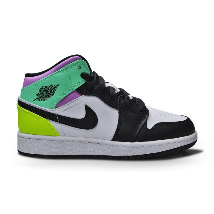 Juniors Nike Air Jordan 1 Mid (GS) "Pastel" - 554725 175 - White Black Volt Glo-Jordan *Rare*, Jordan 1, Jordan Brands, Junior Footwear, Juniors (3-6), Nike, Nike Brands, Nike Junior Footwear-Foot World UK