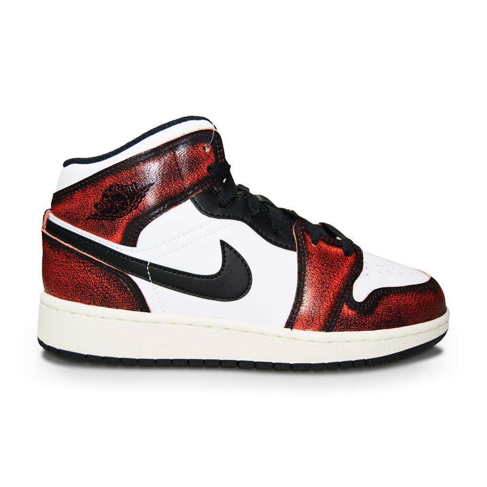 Juniors Nike Air Jordan 1 Mid SE (GS) -FB0568 006 - Black Infrared 23 White Sail-Juniors-Nike-Nike Air Jordan 1 Mid SE-sneakers Foot World