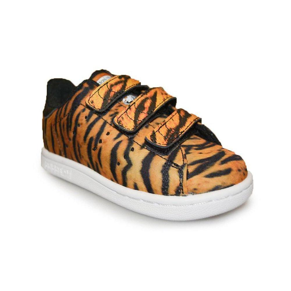 Kids Adidas Stan Smith CF C - AQ2971 - Orange Black Tiger Print Trainers-Adidas Brands, Kids (10-12.5), Stan Smith-Foot World UK