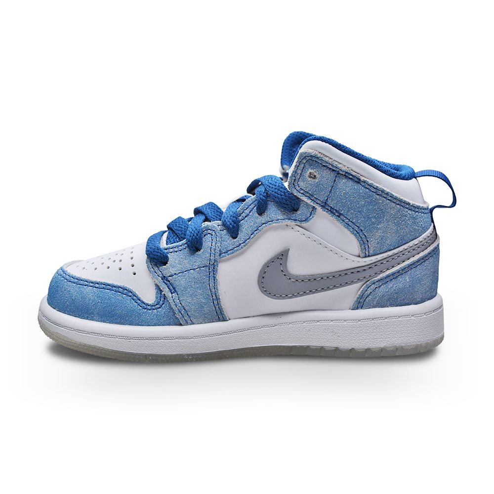 Kids Nike Air Jordan 1 Mid SE (PS) - DR6237 401 - French Blue Fire Red White-kids-Nike-Nike Air Jordan 1 Mid SE-sneakers Foot World