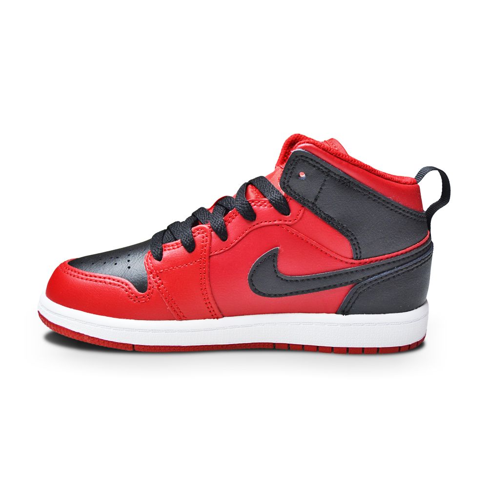 Kids Nike Jordan 1 Mid (PS) - 640734 660 - Gym Red Black White-Kids-Nike-Jordan 1 Mid-sneakers Foot World