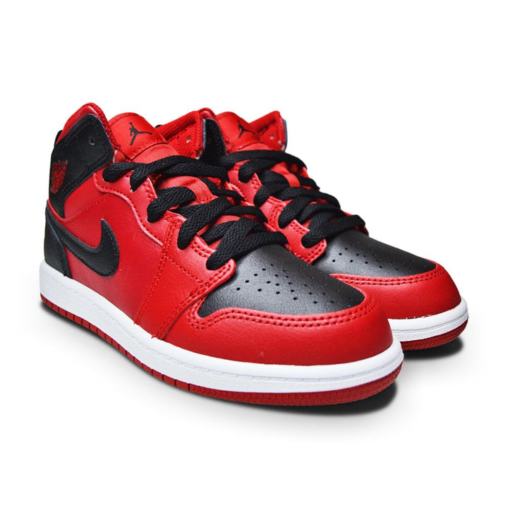 Kids Nike Jordan 1 Mid (PS) - 640734 660 - Gym Red Black White-Kids-Nike-Jordan 1 Mid-sneakers Foot World