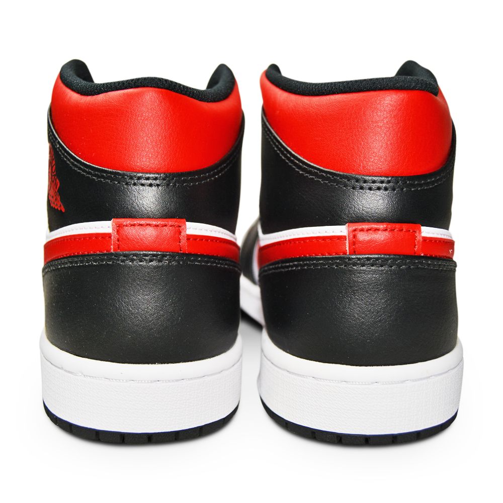 Mens Nike Air Jordan 1 Mid - 554724 079 - Black Fire Red White-Mens-Nike-Nike Air Jordan 1 Mid-sneakers Foot World