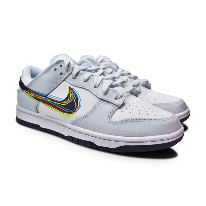 Mens Nike Dunk Low 3D Swoosh - DV6482-100 - White Blackened Blue Volt-Mens-Nike-sneakers Foot World