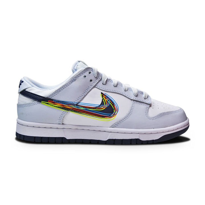 Mens Nike Dunk Low 3D Swoosh - DV6482-100 - White Blackened Blue Volt-Mens-Nike-sneakers Foot World