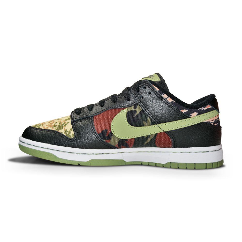 Mens Nike Dunk Low SE "Black Multi-Camo" - DH0957 001 - Black Oil Green White-Dunk-Foot World UK