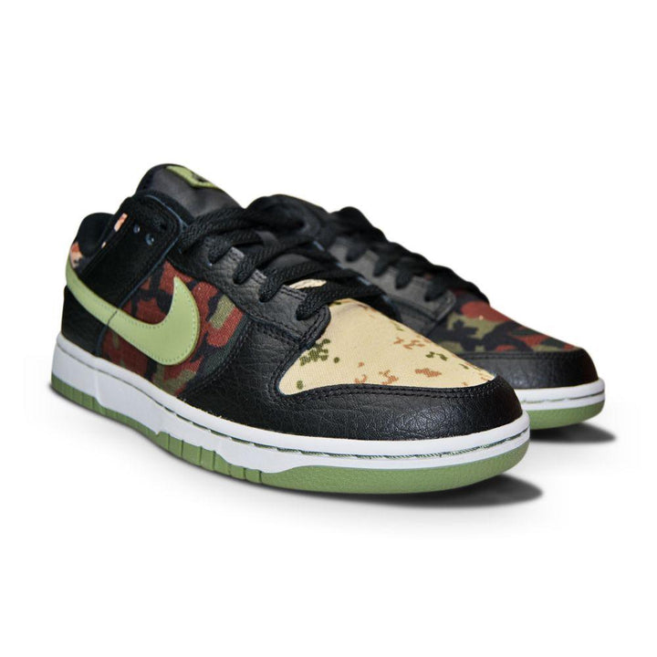 Mens Nike Dunk Low SE "Black Multi-Camo" - DH0957 001 - Black Oil Green White-Dunk-Foot World UK