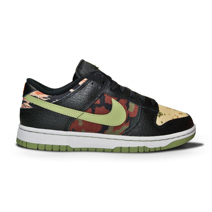 Mens Nike Dunk Low SE "Black Multi-Camo" - DH0957 001 - Black Oil Green White-Dunk-Foot World UK