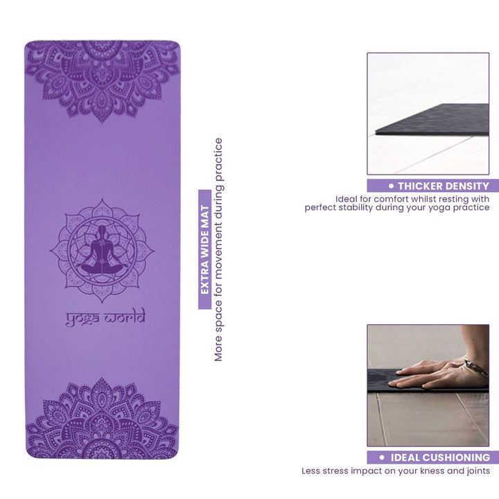 Mandala PU Mat - Yoga World UK -Yoga -Yoga Mat - Fitness Yoga Mat - Purple Yoga Mat - Purple Mat - Mandala Mat